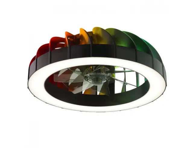 Ανεμιστήρας Οροφής Brilliant Fanora G81080/06 με φωτισμό LED, RGB, τηλεχειριστήριο, διάμετρο 46cm και ισχύ 30W - Μαύρο