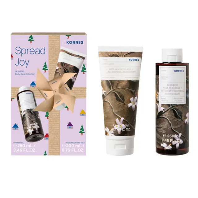 Korres Promo Spread Joy Jasmine Body Care Collection Showergel Αφρόλουτρο Σώματος Γιασεμί, 250ml & Body Smoothing Milk Ενυδατικό Γαλάκτωμα Σώματος Γιασεμί, 200ml, 1σετ