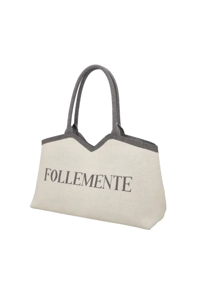LE PANDORINE - Nina shopping bag in gold geometric fabric 2