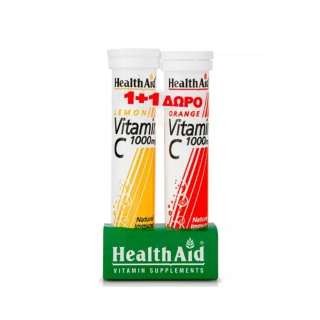 Health Aid Vitamin C 1000mg Λεμόνι 20 αναβράζοντα δισκία & Vitamin C 1000mg Πορτοκάλι 20 αναβράζοντα δισκία 2