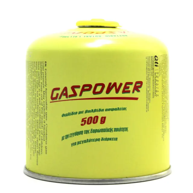 GASPOWER Φιάλη Βουτανίου Με Βαλβίδα Ασφαλείας 500gr