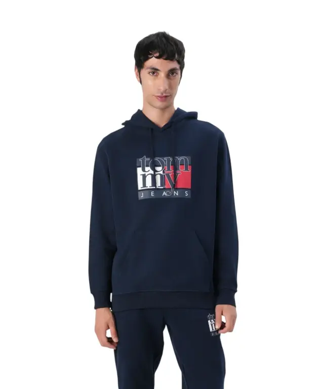 Tommy Hilfiger - Ανδρικό Φούτερ με Κουκούλα Regular Fit DM0DM22092-C1G Μπλε Σκούρο - M