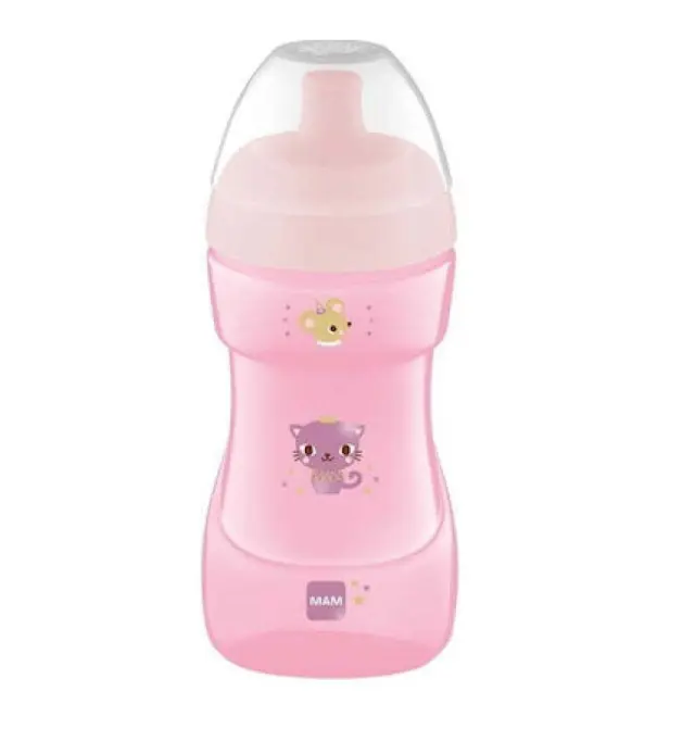 Mam Sports Cup Εκπαιδευτικό Μπιμπερό Σιλικόνης Ροζ 12m+ 330ml