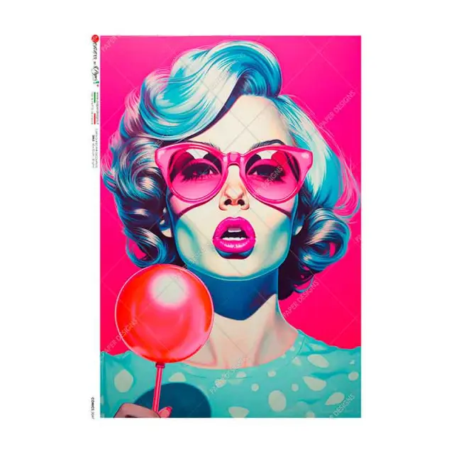 Ριζόχαρτο για Decoupage PaperD, Pop art girl, 30x40cm