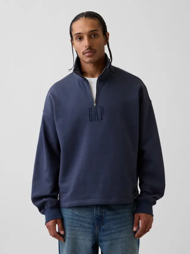 Ανδρικό Φούτερ Oversized με Λογότυπο Vintage navy blue - XL