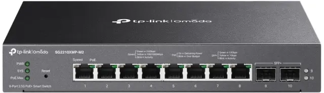 TP-Link Omada Managed Smart Switch L2 PoE+ with 8xEthernet Ports and 2xSFP Slots (SG2210XMP-M2)