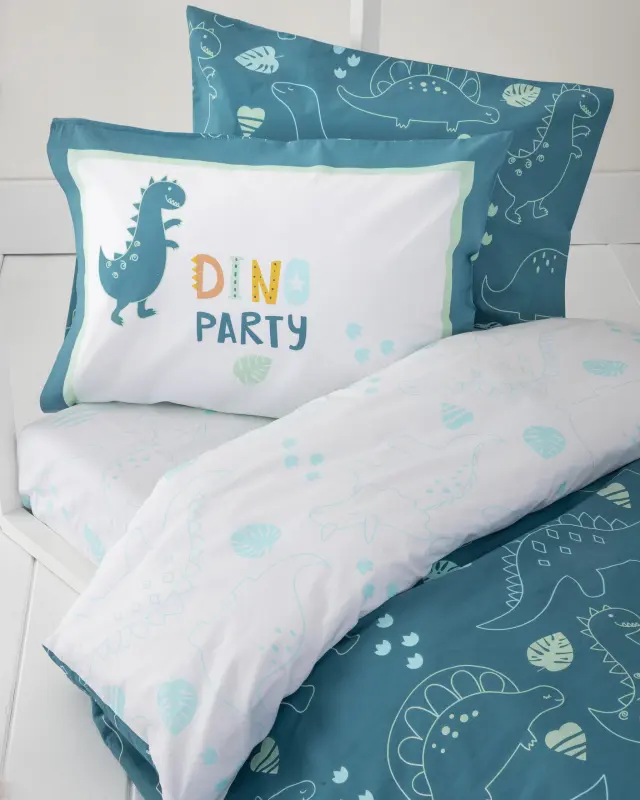 Nima Kids Σετ Σεντόνια Ημίδιπλα - Dino Party Μπλε 2