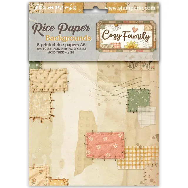 Σετ 8 ριζόχαρτα ντεκουπάζ Backgrounds Stamperia 10.5×14.8cm, Cozy Family