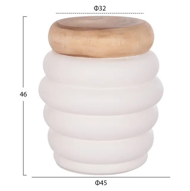 ΣΚΑΜΠΟ FB918172.02 FIBER CEMENT ΛΕΥΚΟ- ΞΥΛΟ TEAK TOP Φ45x46Υεκ. 2