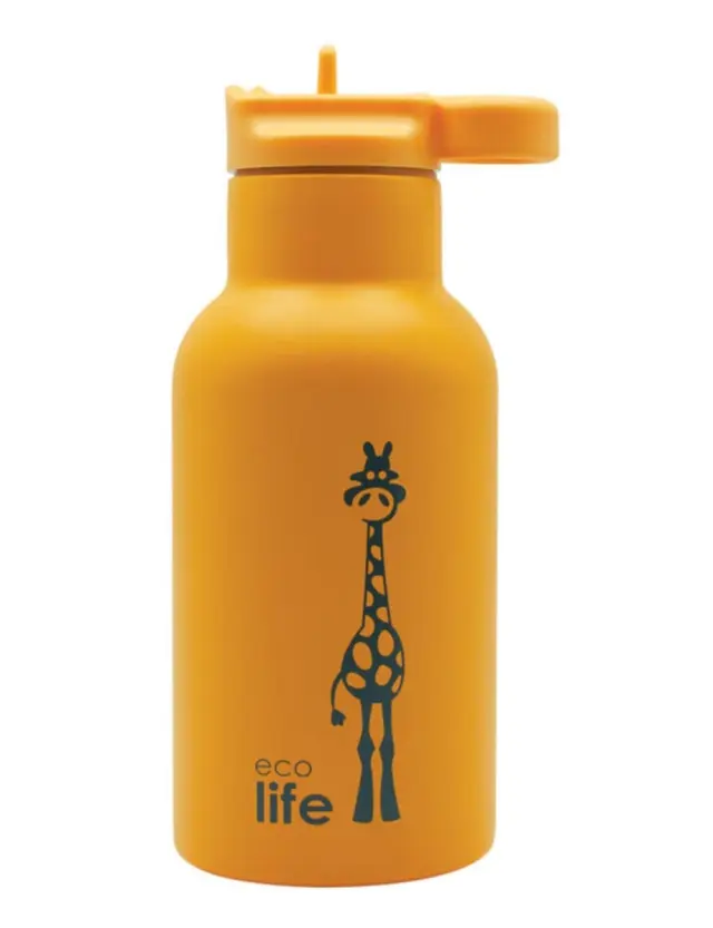 Ecolife® - Ανοξείδωτο Παιδικό Παγούρι Θερμός Animals Giraffe 350ml- Orange (33-BO-2016).