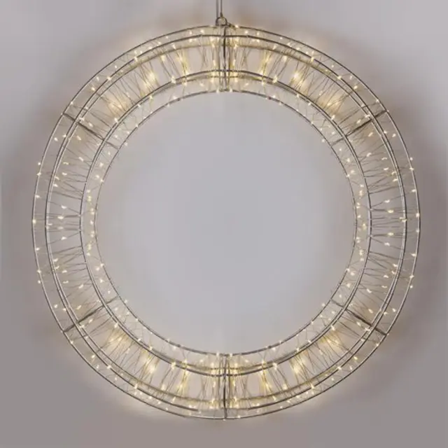 Στεφάνι 600 led ασημί μεταλλικός σκελετός 70cm Eurolamp 600-22546