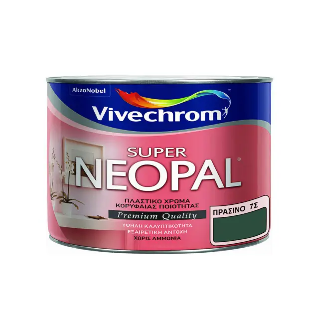 Πλαστικό Χρώμα για Εσωτερική Χρήση 375ml Vivechrom Super Neopal Νο7Σ Πράσινο