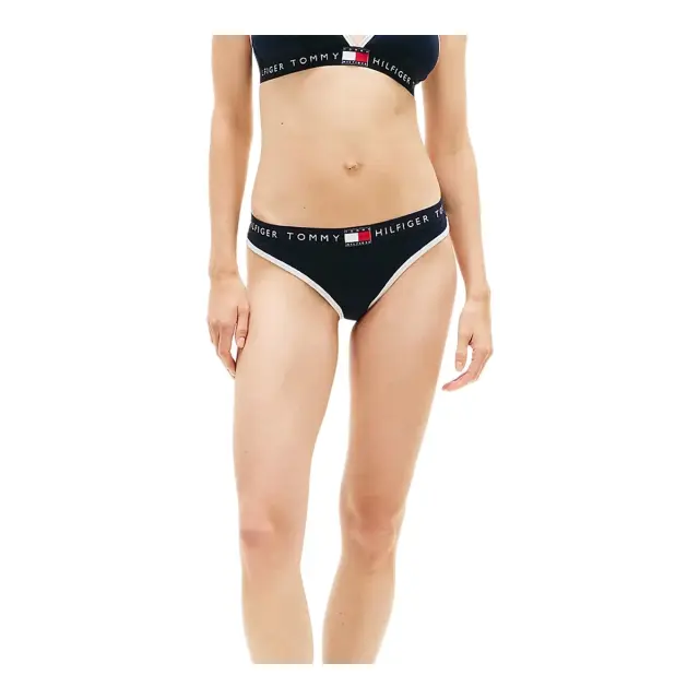 Tommy Hilfiger Γυναικείο String Heritage Logo Ribbed, Χρώμα Σκούρο Μπλε