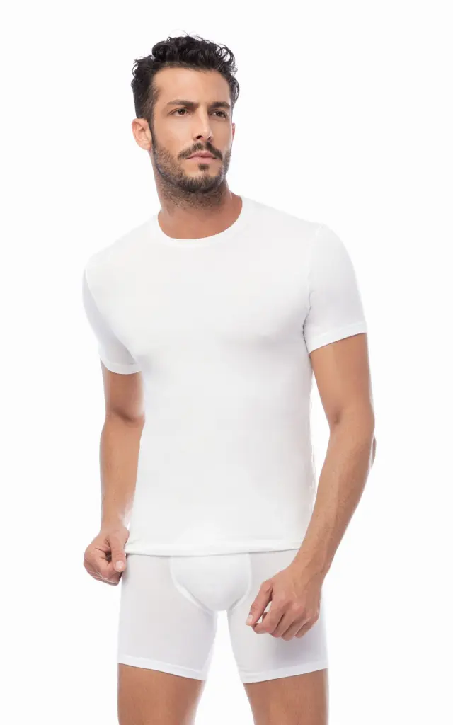 Mengear TENCEL™ Modal Ανδρική Κοντομάνικη Φανέλα με Κλειστή Λαιμόκοψη 10480 Minerva - Λευκό