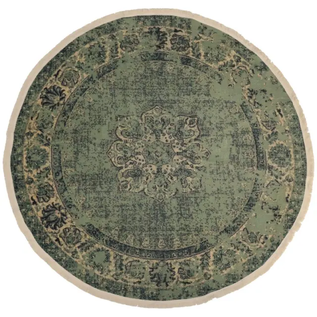 Χαλί Vintage Πράσινο Βαμβακερό 120x120cm
