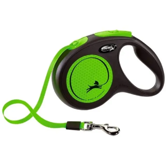 Flexi New Neon Πτυσσόμενο Λουρί/Οδηγός Σκύλου Ιμάντας Πράσινος 5m Πράσινο - S