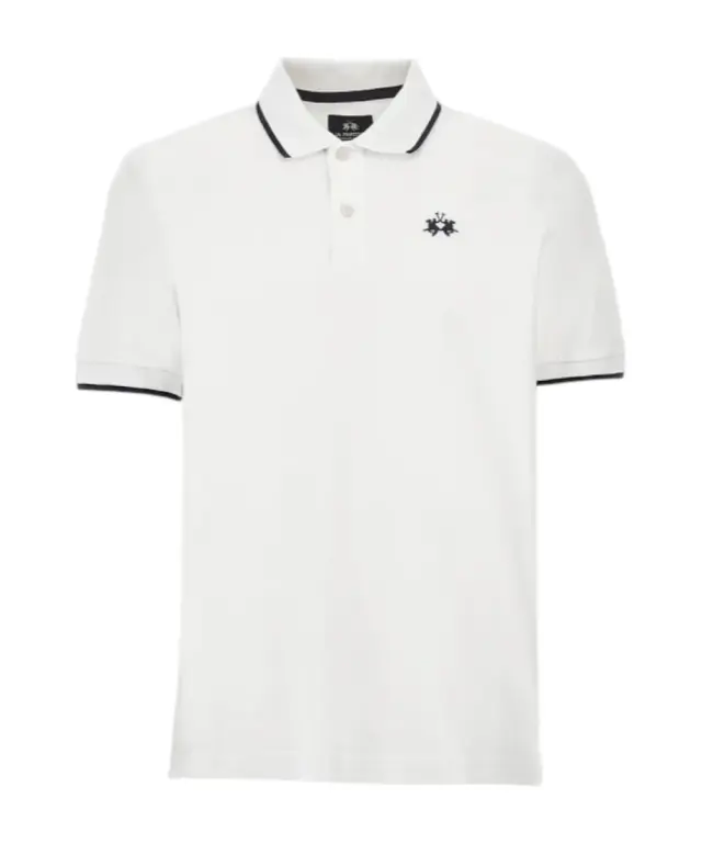 La Martina - Ανδρικό T-Shirt Polo Anthony Regular Fit BPMP04-PK031-00001 Λευκό 3
