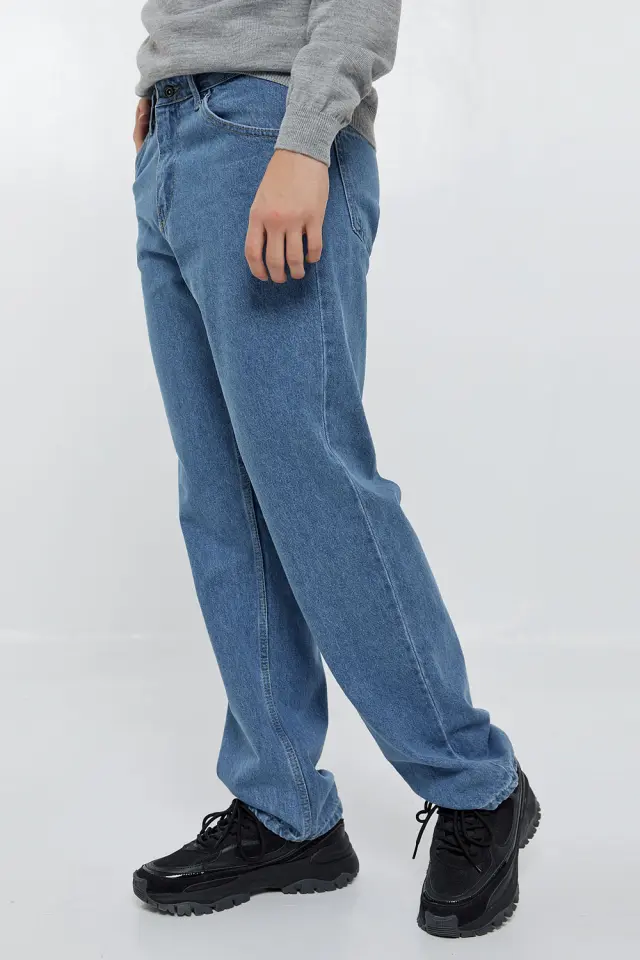Παντελόνι Jean Loose Fit σε 2 Denim Αποχρώσεις Μπλέ 2