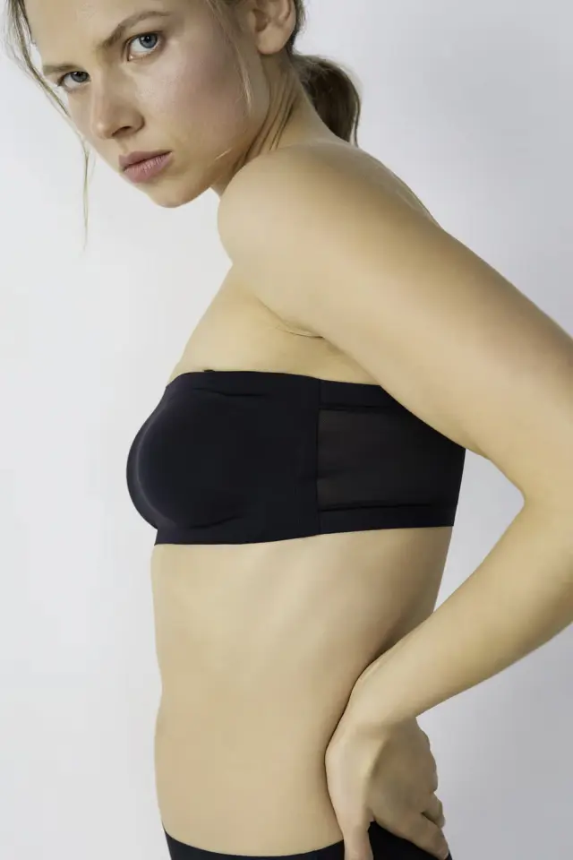 Μαύρο strapless σουτιέν bandeau χωρίς ραφές 3