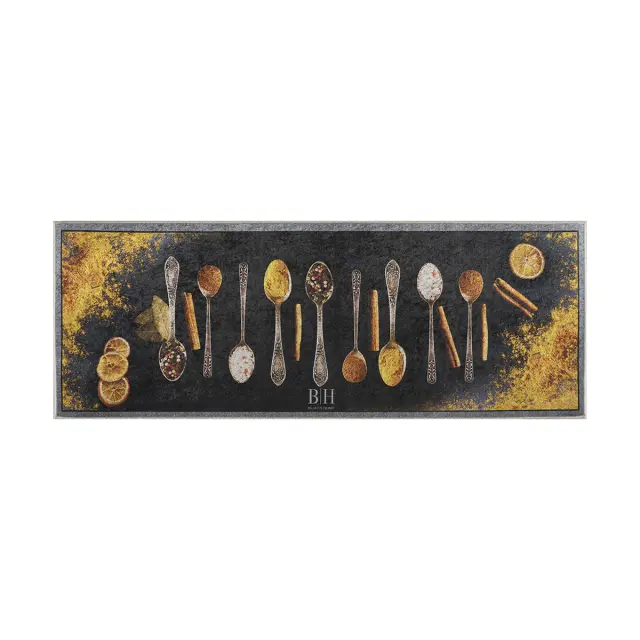 Χαλάκι Κουζίνας 60x160 Beauty Home Art 9029 Μαύρο-Πορτοκαλί 77% Βαμβάκι-23% Πολυέστερ