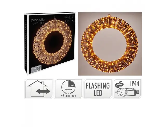 Στεφάνι με 500 φωτάκια MicroLED - 5 Μέτρα σύνδεσης, με χρονοδιακόπτη και κανονική διάταξη - Εξτρα θερμό λευκό AMZ202210