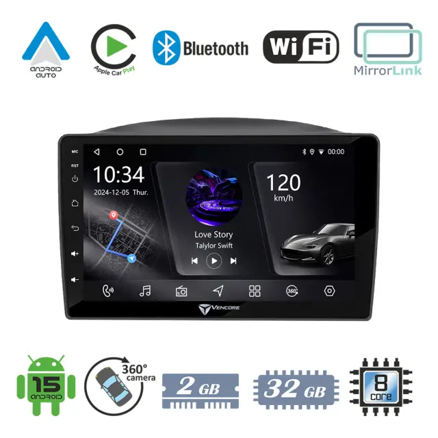VenCore Οθόνη Multimedia Android 15 10.1" PX5S Octa-Core 2GB/32GB IPS με Πρόσοψη, CarPlay, Android Auto και Υποστήριξη Κάμερας 360° για Mercedes Vito W447 2015-2021 – Μαύρη (3236-10006-0779B)