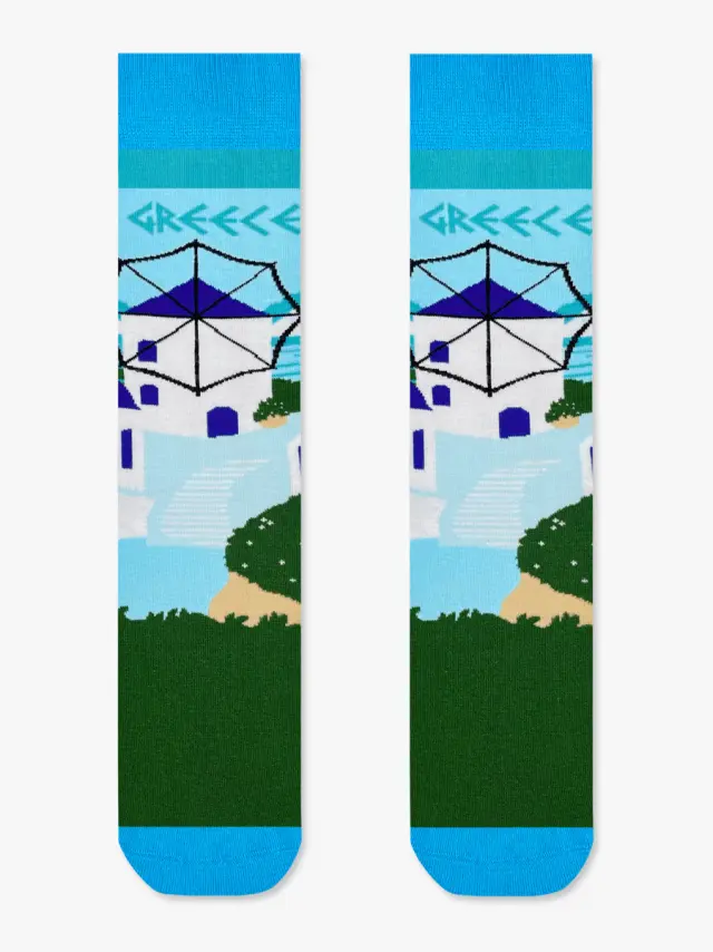 Βαμβακερή Κάλτσα με Σχέδια Windmills of the Greek Islands NODO