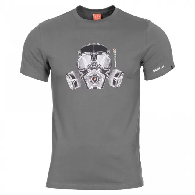 Pentagon Ageron ''Gas Mask'' T-Shirt-Μπλουζάκι Μακό για Τακτική-Καθημερινή Χρήση - 08WG-Wolf Grey-Γκρί Ανοιχτό