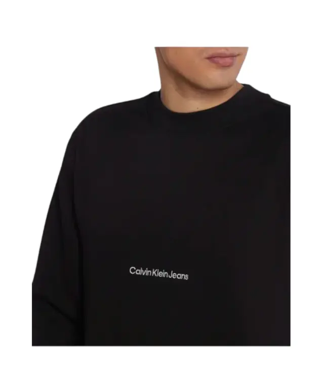 Calvin Klein - Ανδρική Μακρυμάνικη Φούτερ Institutional Crew Neck Relaxed Fit J30J324116-BEH Μαύρο 2