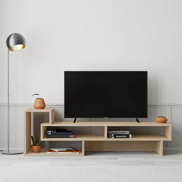 Έπιπλο τηλεόρασης Tetra Megapap χρώμα sapphire oak 136,7x40x42εκ.