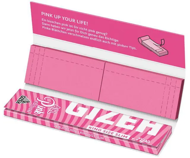 GIZEH Χαρτάκια All Pink Edition King Size Slim + Tips - Μαγνητικό Κλείσιμο 2