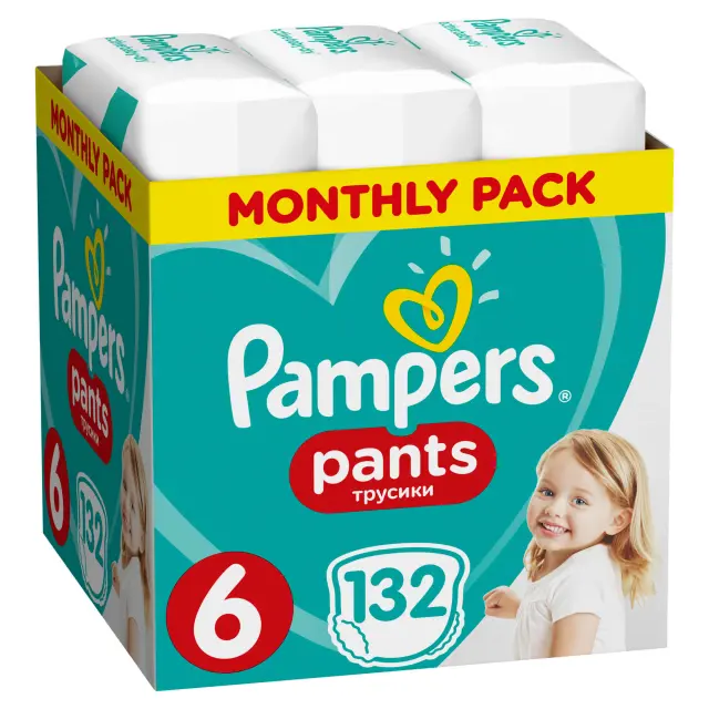 Pampers Pants Monthly Pack Νο6 (15+kg) Πάνες 132 τεμ