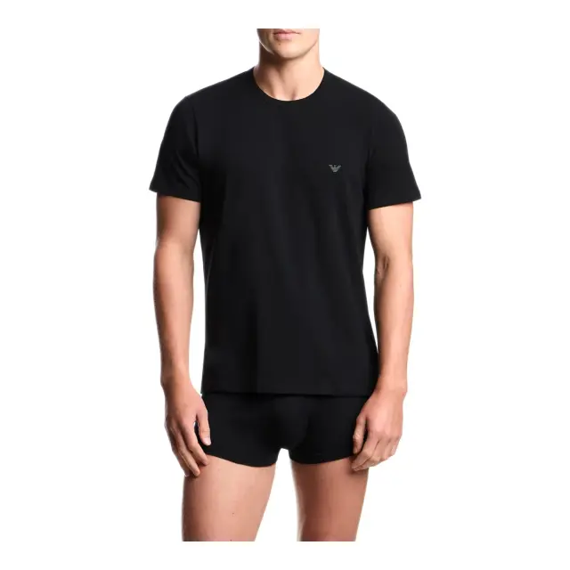 Emporio Armani Ανδρικό T-Shirt Lounge Stretch Cotton - Διπλό Πακέτο, Χρώμα Μαύρο-Μαύρο 2
