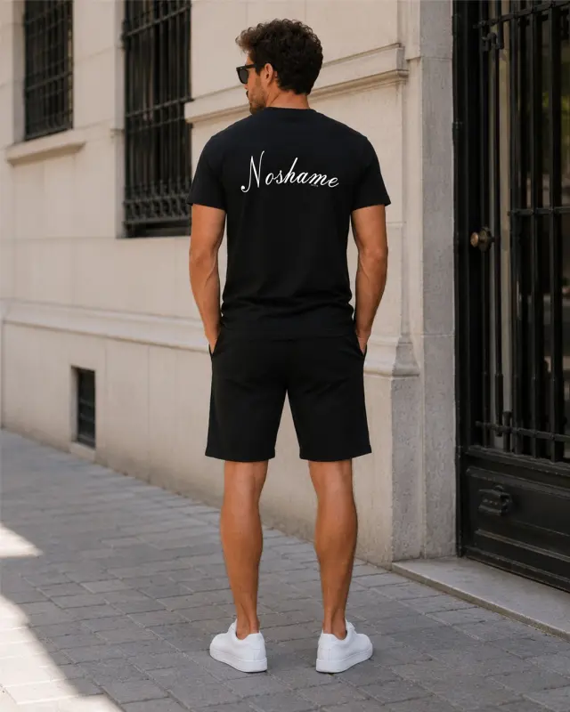 Noshame® Σετ T-shirt & Βερμούδα Μαύρο με τύπωμα - 752623 - XXL