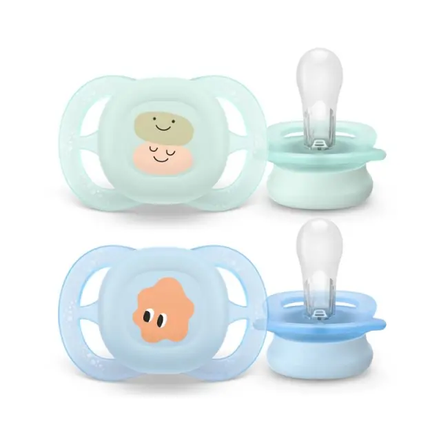 Philips Avent Ultra Start Πιπίλα 0-2 Μηνών Πράσινο - Γαλάζιο Με Σχέδιο 2τμχ