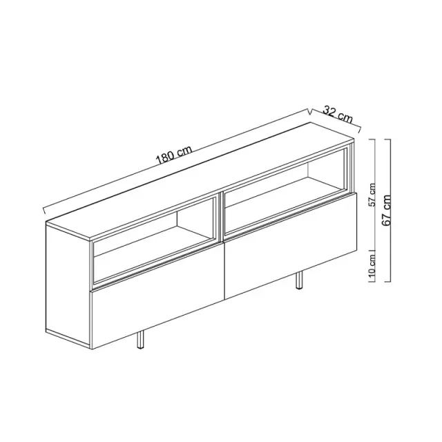 Έπιπλο τηλεόρασης Eco Megapap με Led Rgb χρώμα λευκό 180x32x67εκ. 2