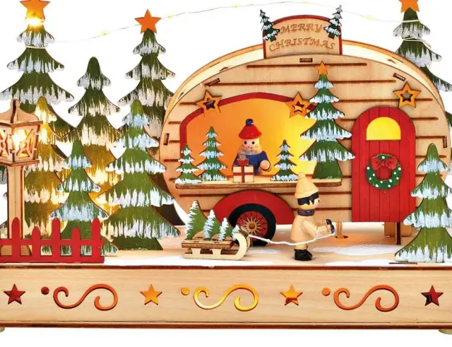 Ξύλινη Διακοσμητική Παράσταση με φωτισμό LED και διαστάσεις 18x10x28cm 10033180 2