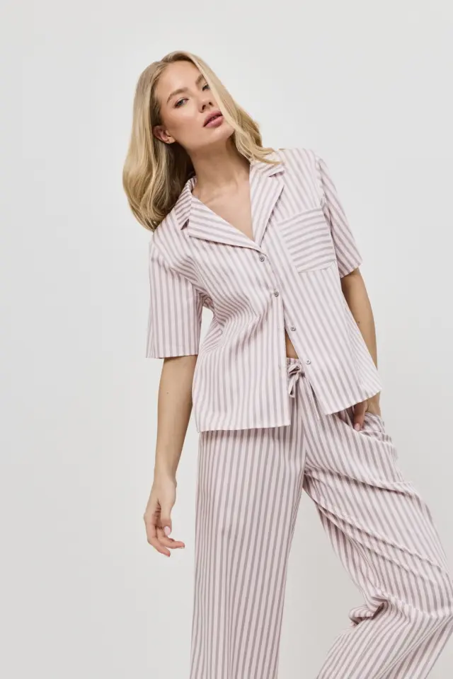 Aruelle Elow Set Long Πιτζάμα Με Κουμπιά Pale Pink - XL