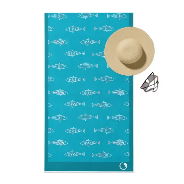 Πετσέτα Θαλάσσης Microfiber Quick Dry Fishes Τυρκουάζ 90 x 180 cm Τυρκουάζ 90 x 180 cm 3