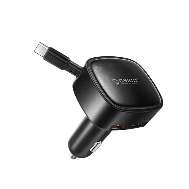Orico Φορτιστής Αυτοκινήτου FC-66-1A2C 66W with Built-in Retractable USB-C Cable Black
