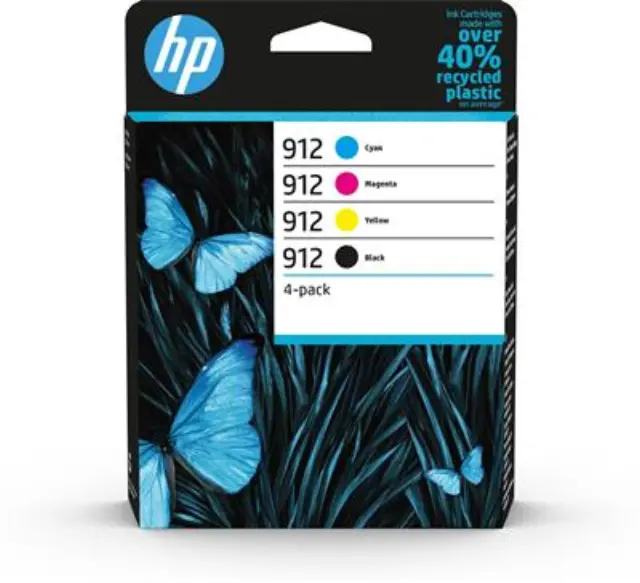 HP 912 Γνήσιο Πακέτο 4 Μελανιών Εκτυπωτή InkJet Κίτρινο / Κυανό / Ματζέντα / Μαύρο (6ZC74AE)