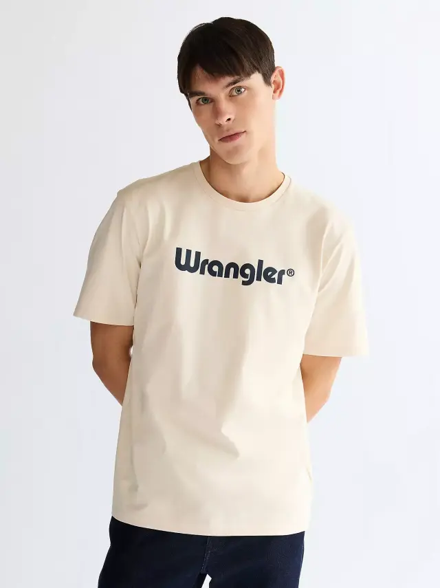 Wrangler Ανδρικό LOGO T-Shirt 112350523 – Cream - XXL