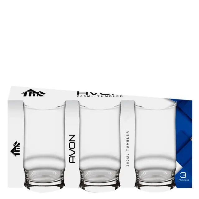 Ποτήρι Νερού TnS AVON TUMBLER Διάφανο 280ml Σετ 3Τμχ 2