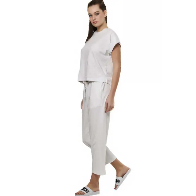 Body Action Women's Natural Dye Slub Beach Crop Pants Άσπρο 021532-02 (Body Action)