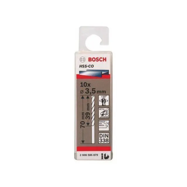 Bosch 2608585879 - Τρυπάνια Μετάλλου Κοβαλτίου HSS-Co 10τμχ (3.5x39x70mm)