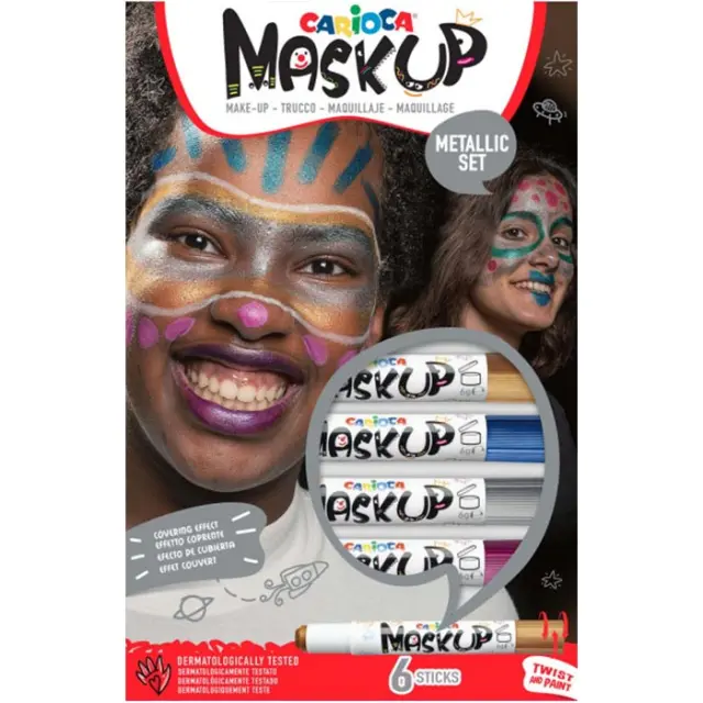 Carioca Σετ 6 Χρωματα Προσώπου Carioca Mask Up - Μεταλλικά