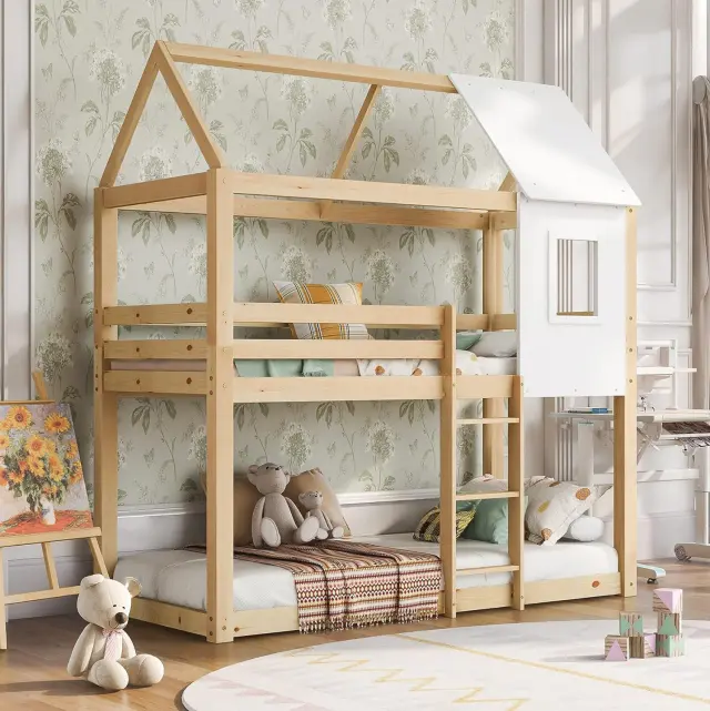 ΠΑΙΔΙΚΗ ΚΟΥΚΕΤΑ ΣΠΙΤΑΚΙ τ.MONTESSORI FB9705.01 ΞΥΛΟ ΠΕΥΚΟΥ ΣΕ ΦΥΣΙΚΟ-ΣΤΡΩΜΑΤΑ 190x90εκ 2