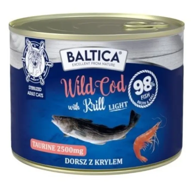 BALTICA Excellent Wild cod with krill Light - wet cat food - 185g