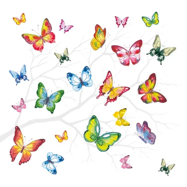 Χαρτοπετσέτα για decoupage, 1τεμ, Colourful Butterflies