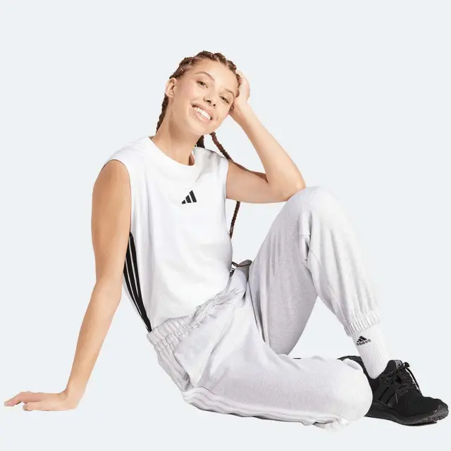 adidas Sportswear Women's 3Stripes Fleece Loose Cuffed Pants Γκρι Ανοιχτό IN6178 (adidas Sportswear) 3